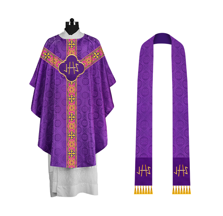 Gothic Chasuble with Y-type Designer Orphrey and Motif