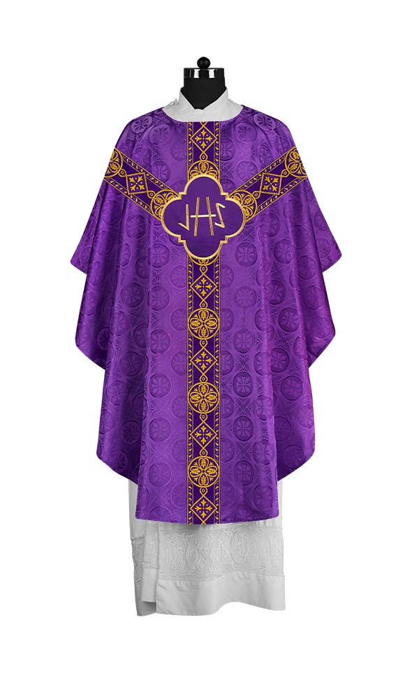 Gothic Liturgical Chasuble with Woven Braids and Spiritual Motif