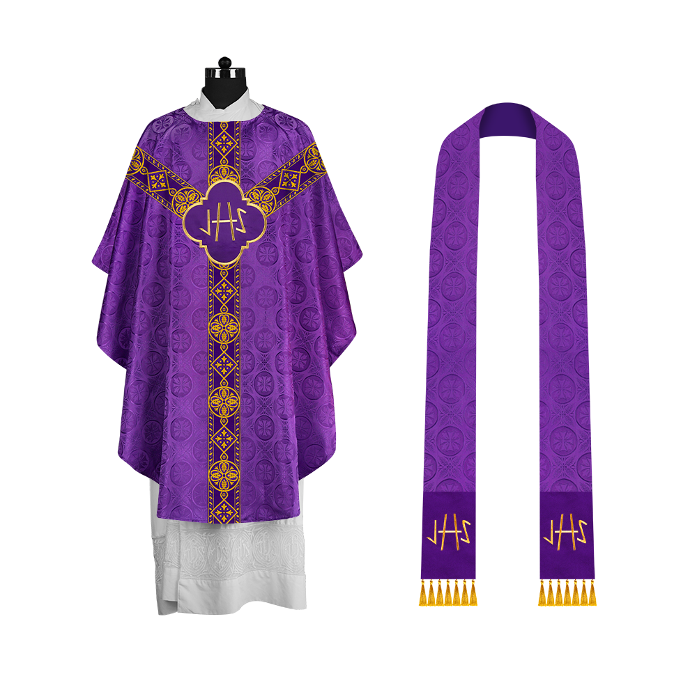Gothic Liturgical Chasuble with Woven Braids and Spiritual Motif
