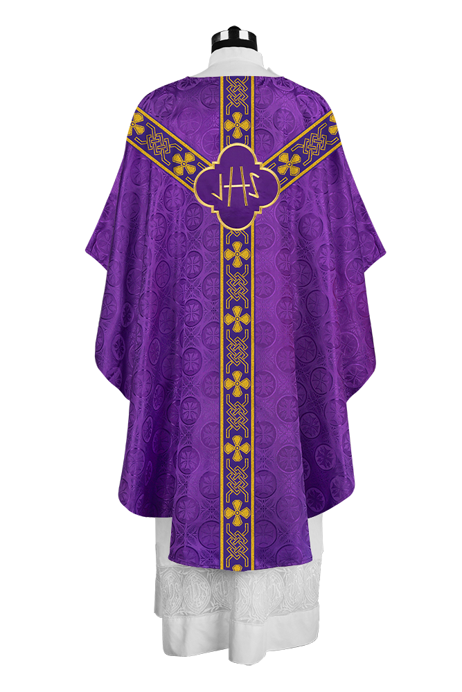 Pastor Chasuble with Embroidered Motif and Braided Orphrey