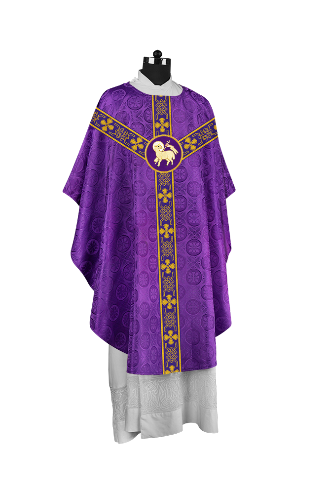 Ornate Gothic Chasuble with Orphrey and Intricate Embroidered Motif