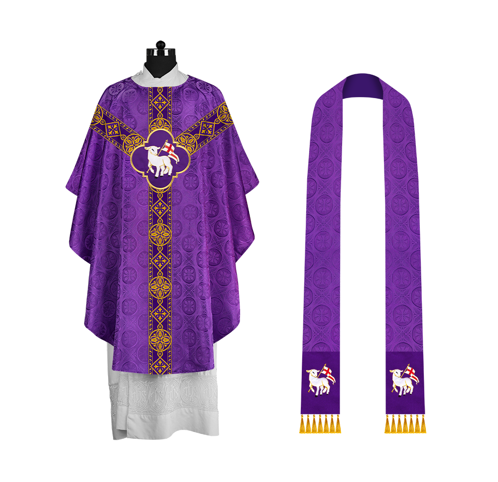 Gothic Liturgical Chasuble with Woven Braids and Spiritual Motif