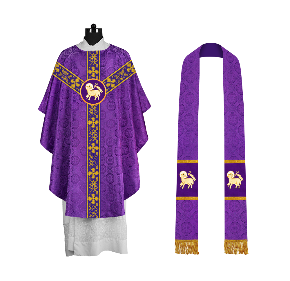 Ornate Gothic Chasuble with Orphrey and Intricate Embroidered Motif