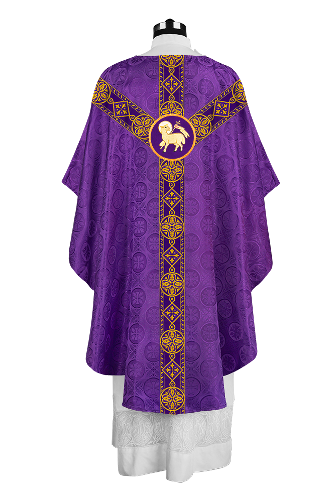 Liturgical Gothic Chasuble with Fine Lace Orphrey and Motif