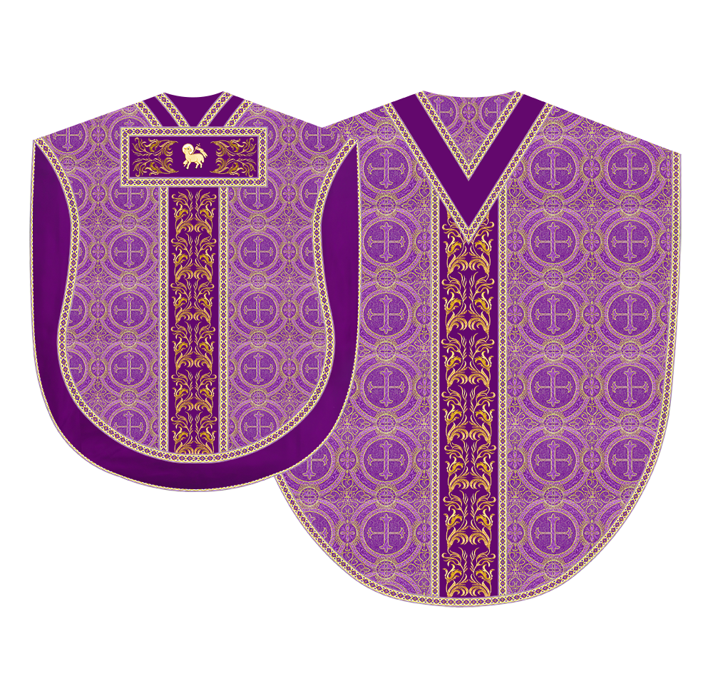 LITURGICAL BORROMEAN CHASUBLE WITH DETAILED EMBROIDERY AND TRIMS