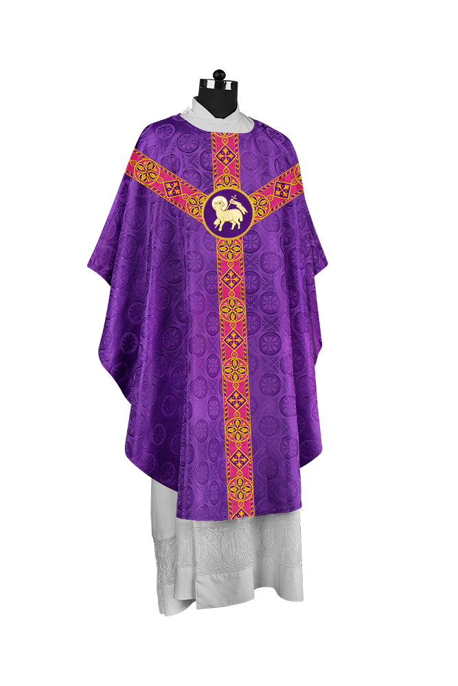 Elegant Gothic Chasuble with Ornate Braided Orphrey