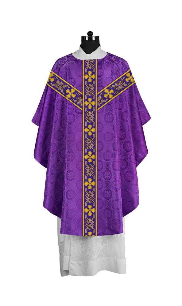 Ornate Gothic Chasuble with Orphrey and Intricate Embroidered Motif