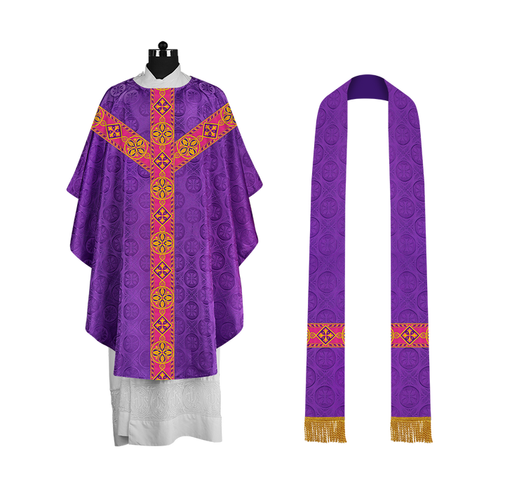 Elegant Gothic Chasuble with Ornate Braided Orphrey