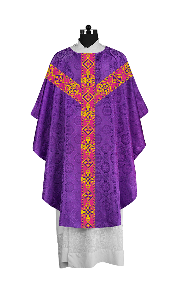 Elegant Gothic Chasuble with Ornate Braided Orphrey