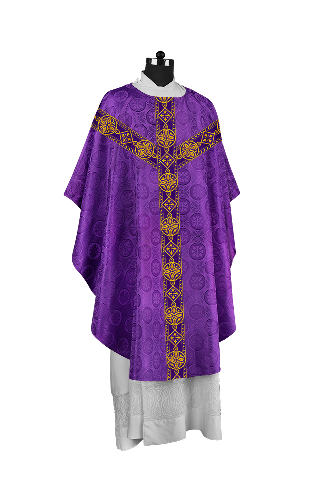 Liturgical Gothic Chasuble with Fine Lace Orphrey and Motif