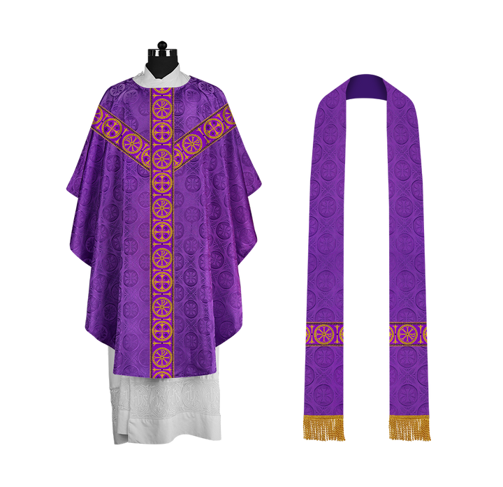 Gothic-Style Chasuble in Premium Fabric with Spiritual Motif