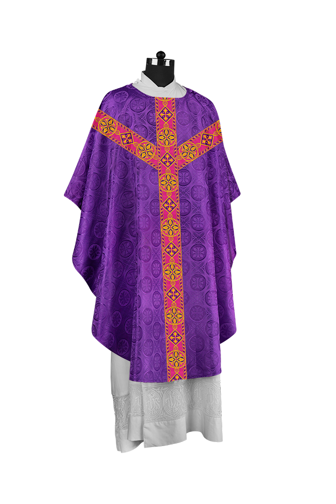 Elegant Gothic Chasuble with Ornate Braided Orphrey
