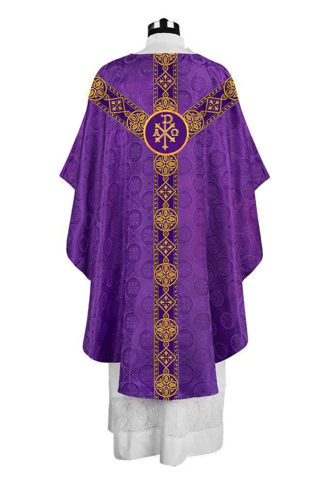 Liturgical Gothic Chasuble with Fine Lace Orphrey and Motif