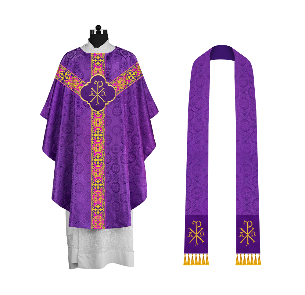 Gothic Chasuble with Y-type Designer Orphrey and Motif