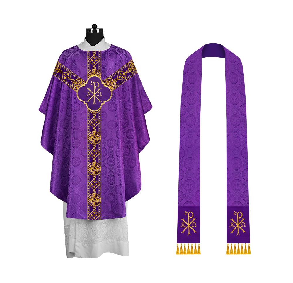 Gothic Liturgical Chasuble with Woven Braids and Spiritual Motif
