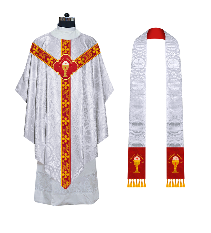 Pugin Gothic Chasuble with Designer Orphrey - Elegant Catholic Vestment