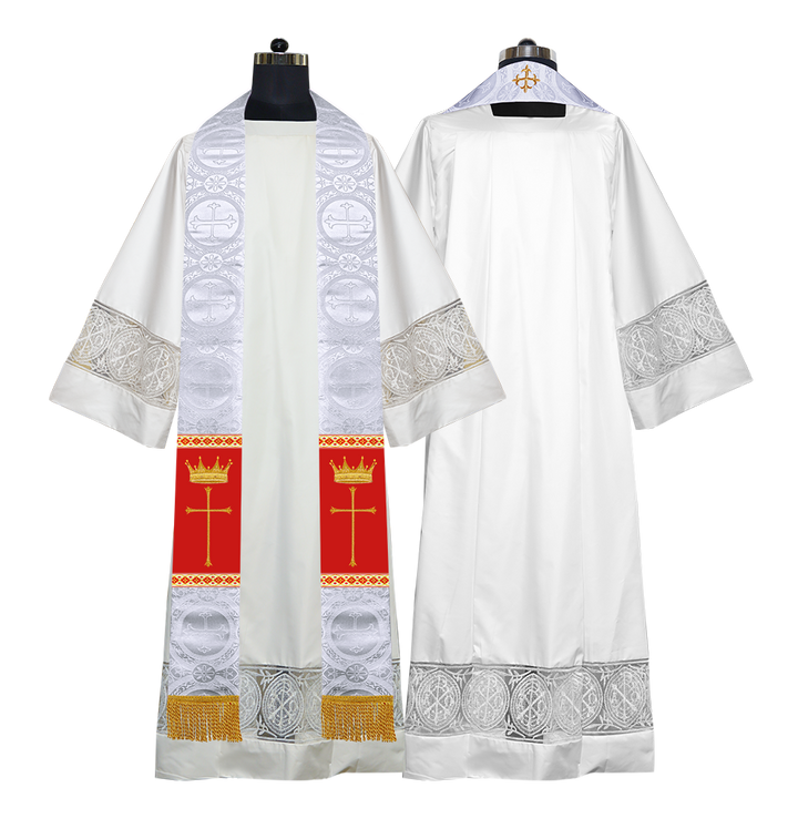 Pastor Clergy Stole with Spiritual Cross and Crown Embroidery