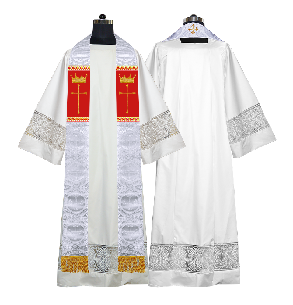 Pastor Clergy Stole with Spiritual Cross and Crown Embroidery