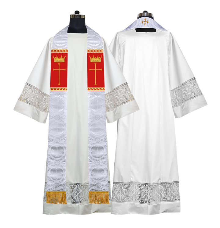 Pastor Clergy Stole with Spiritual Cross and Crown Embroidery