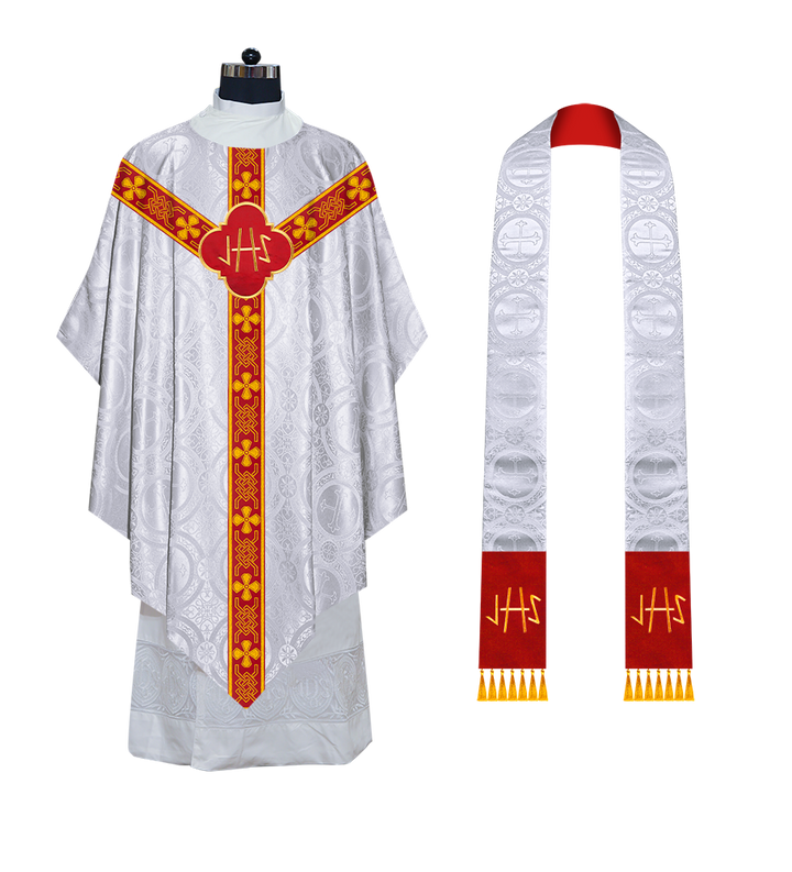 Pugin Gothic Chasuble with Designer Orphrey - Elegant Catholic Vestment