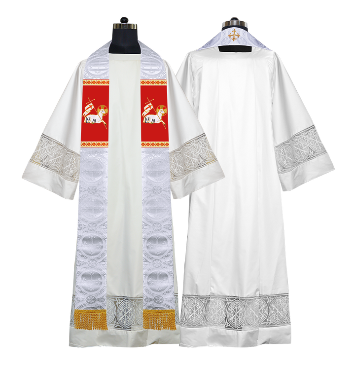 Embroidered Lamb Liturgical Clergy Stole