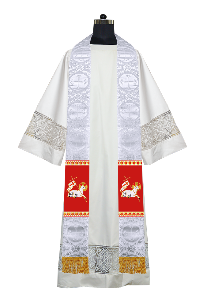 Embroidered Lamb Liturgical Clergy Stole