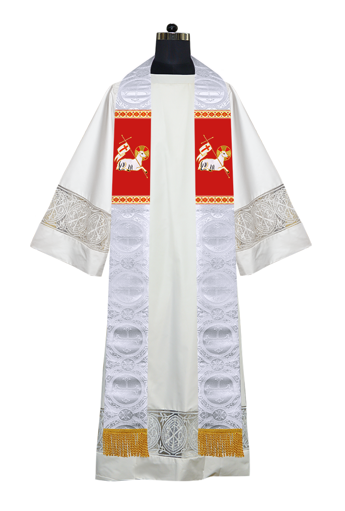 Embroidered Lamb Liturgical Clergy Stole