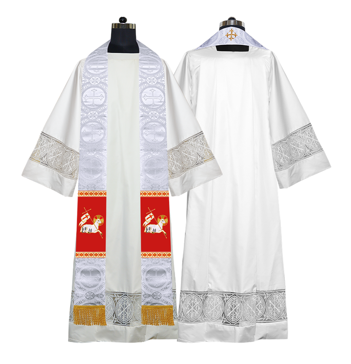 Embroidered Lamb Liturgical Clergy Stole