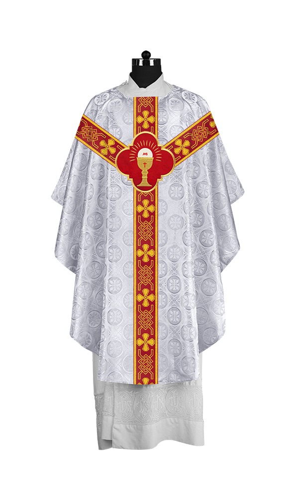 Pastor Chasuble with Embroidered Motif and Braided Orphrey