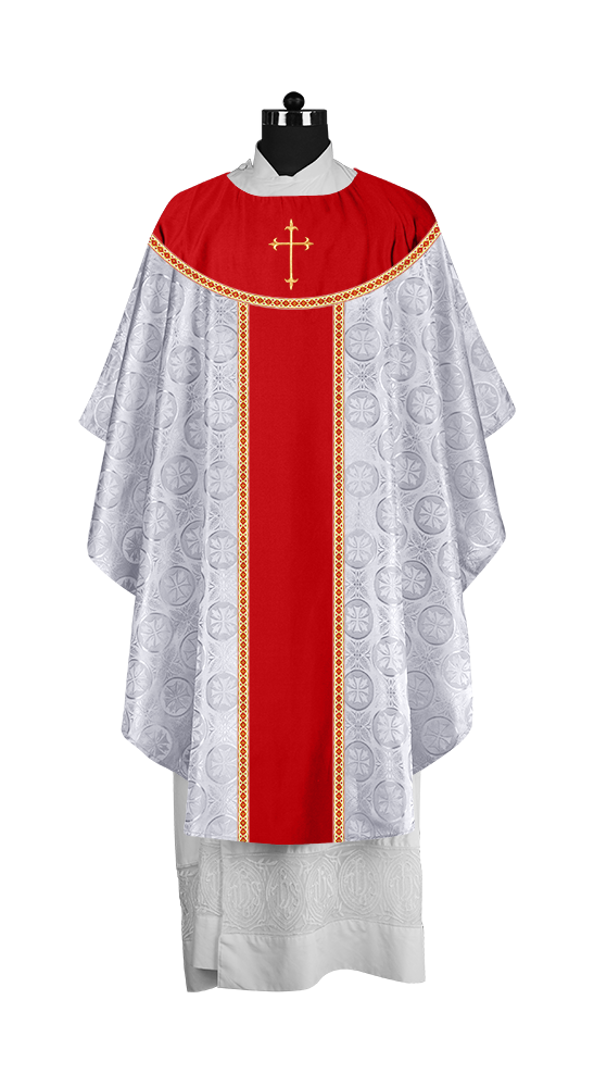 Ornate Gothic Chasuble with embroidered Cross Motif