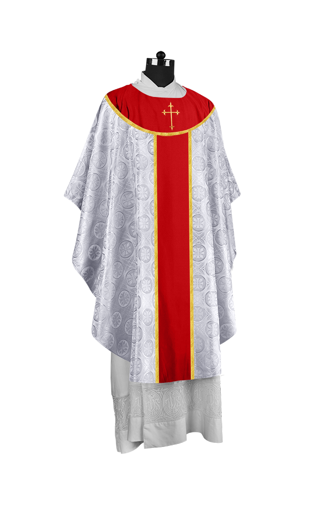 Ornate Gothic Chasuble with embroidered Cross Motif