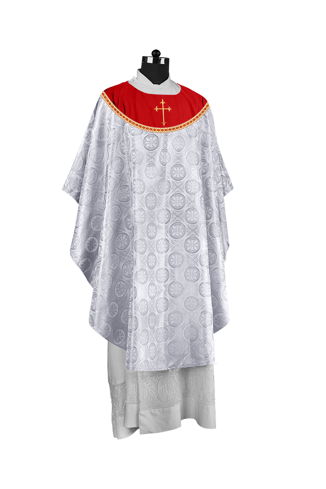 Gothic Chasuble Vestment with Elegant Cross Embroidery