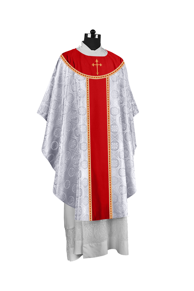Ornate Gothic Chasuble with embroidered Cross Motif