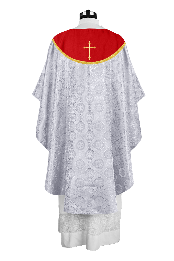 Gothic Chasuble Vestment with Elegant Cross Embroidery
