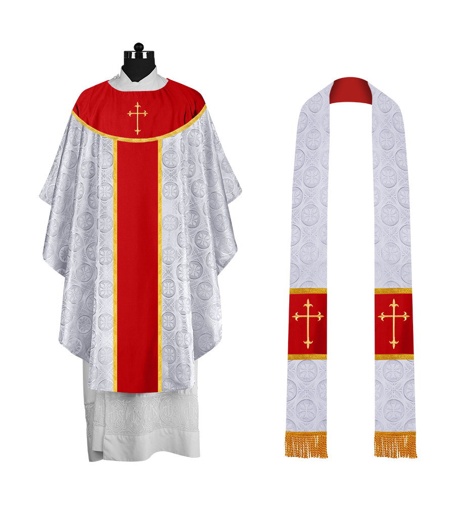 Ornate Gothic Chasuble with embroidered Cross Motif