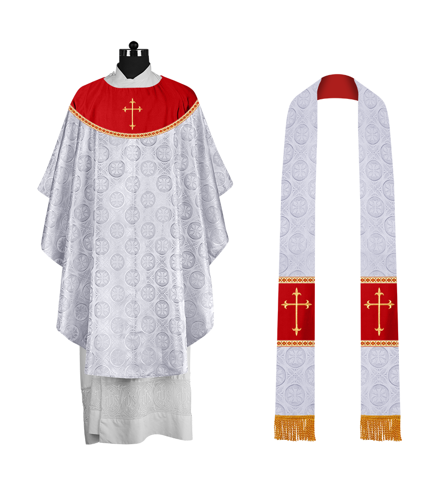 Gothic Chasuble Vestment with Elegant Cross Embroidery