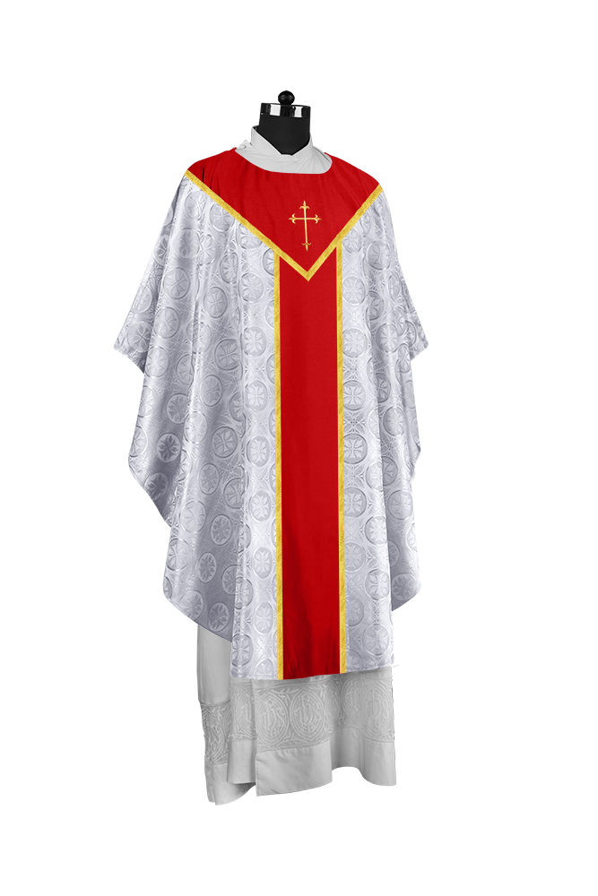 Ornate Gothic Chasuble with embroidered Cross Motif