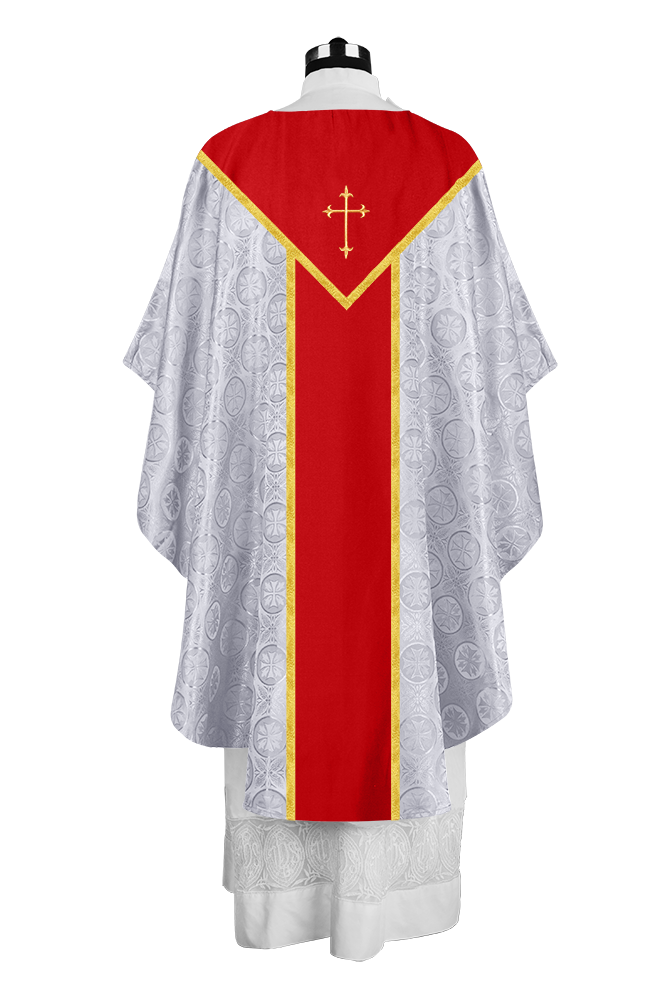 Ornate Gothic Chasuble with embroidered Cross Motif