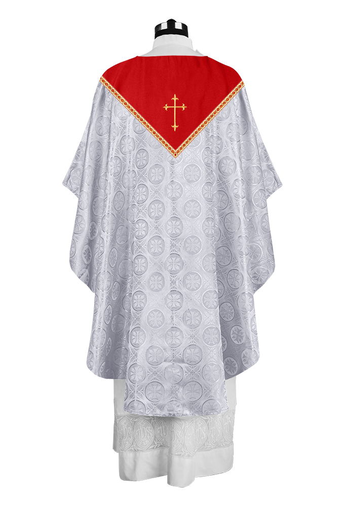 Gothic Chasuble Vestment with Elegant Cross Embroidery