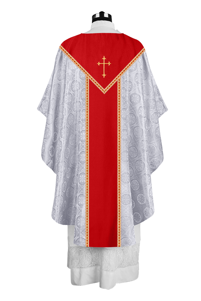Ornate Gothic Chasuble with embroidered Cross Motif