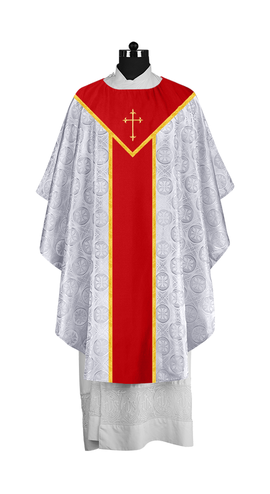 Ornate Gothic Chasuble with embroidered Cross Motif