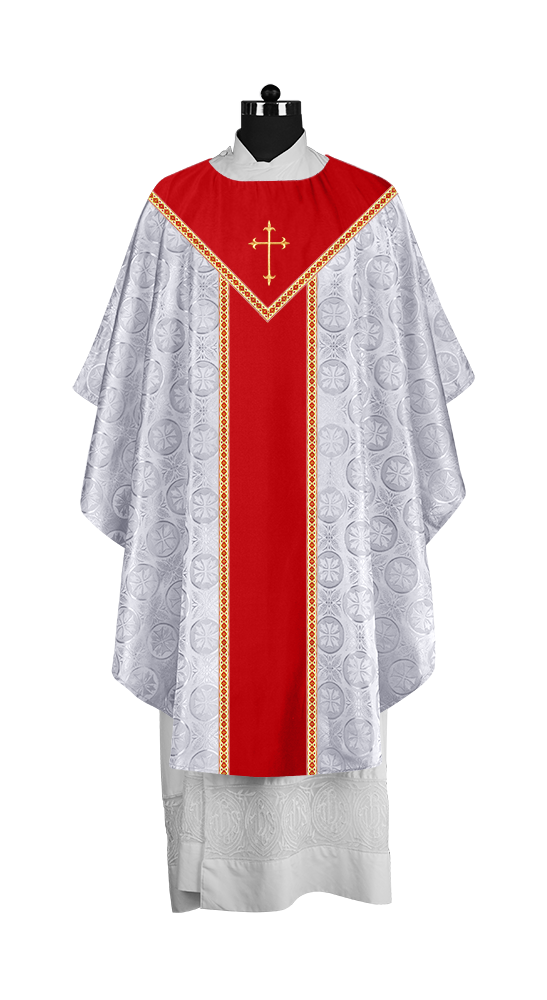 Ornate Gothic Chasuble with embroidered Cross Motif