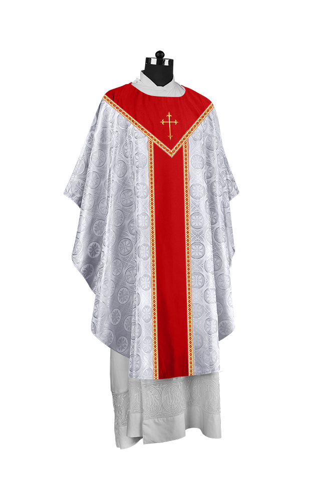 Ornate Gothic Chasuble with embroidered Cross Motif