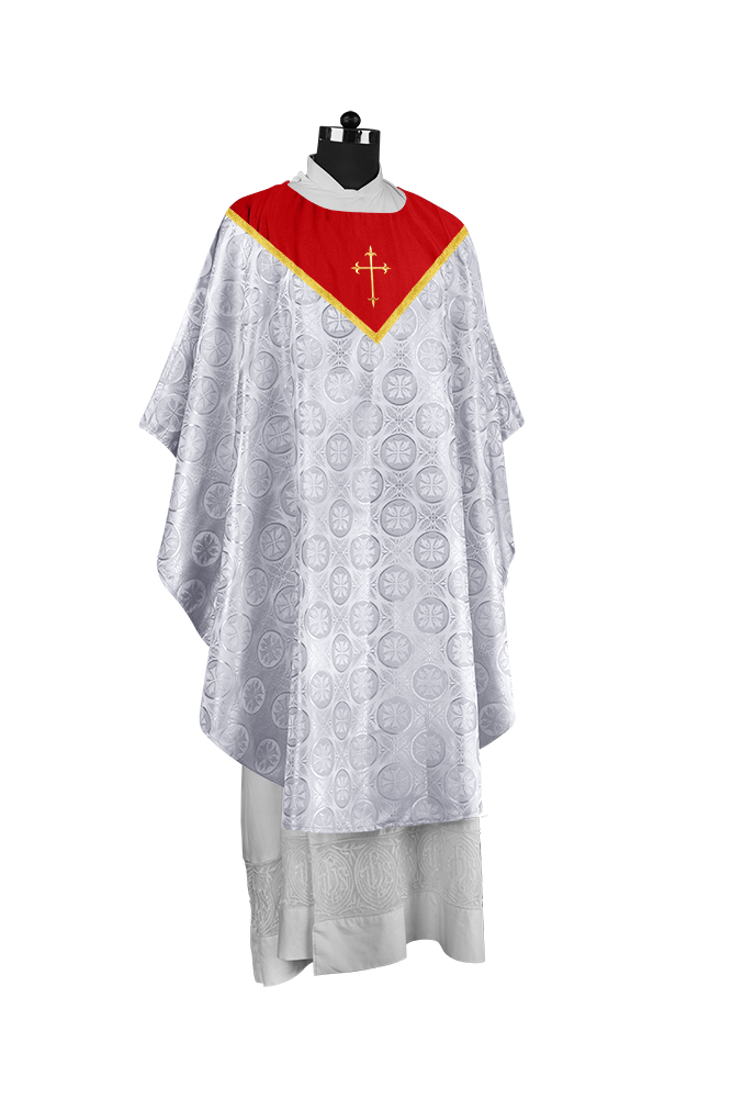 Gothic Chasuble Vestment with Elegant Cross Embroidery