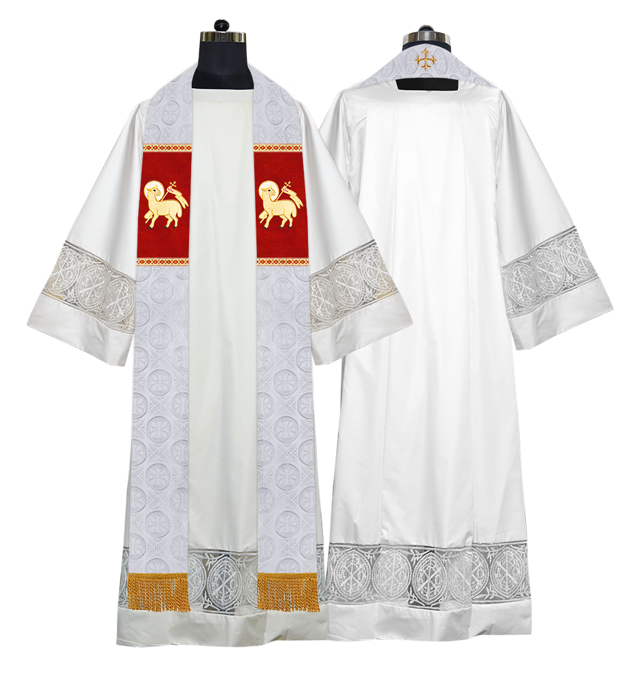 Liturgical Stole Adorned with Spiritual Motif and Trims