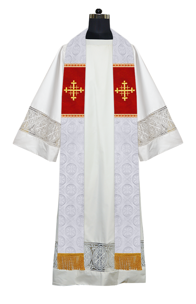 Traditional Minister Stole with Embroidered Cross Motif