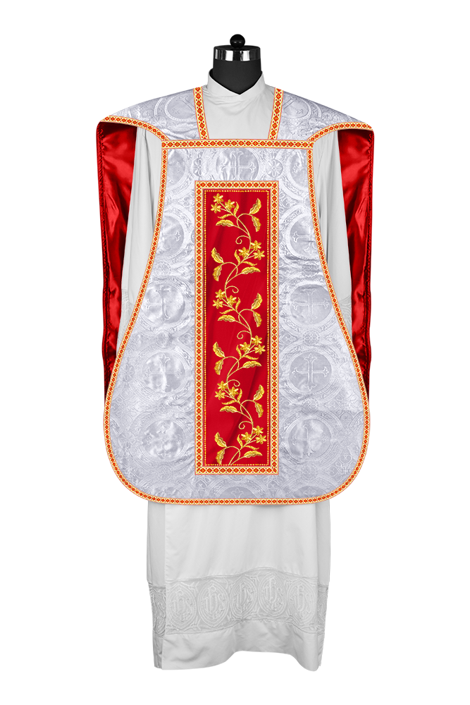 Roman Chasuble vestment with Floral Design and Trims