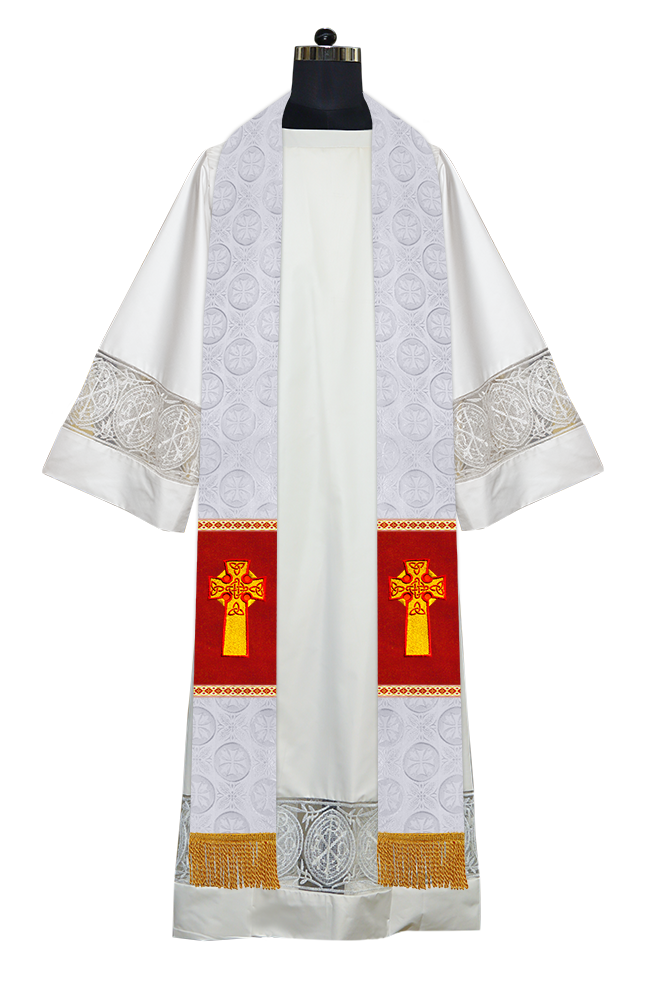 Traditional Minister Stole with Embroidered Cross Motif