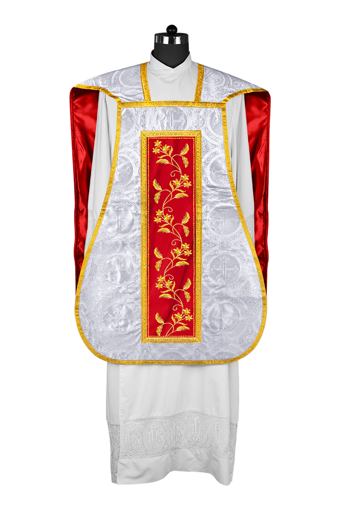 Elegant Roman chasuble vestment - Floral collection