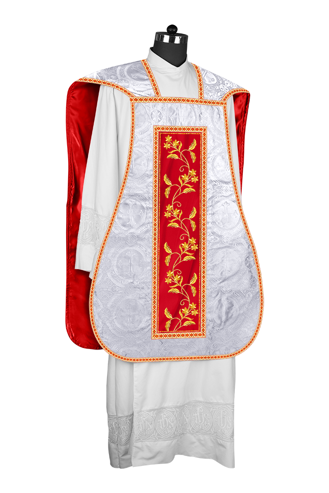 Roman Chasuble vestment with Floral Design and Trims